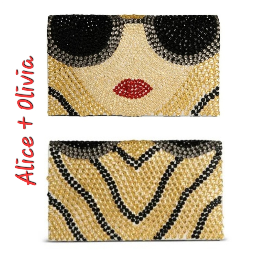 🥳FINAL PRICE👍 EUC‼️RARE😲 Alice and Olivia Vintage Clutch w/ Rhinestone Face